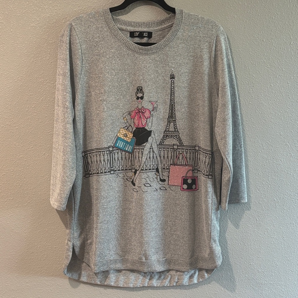 Love + Lace Gray knit Sweater